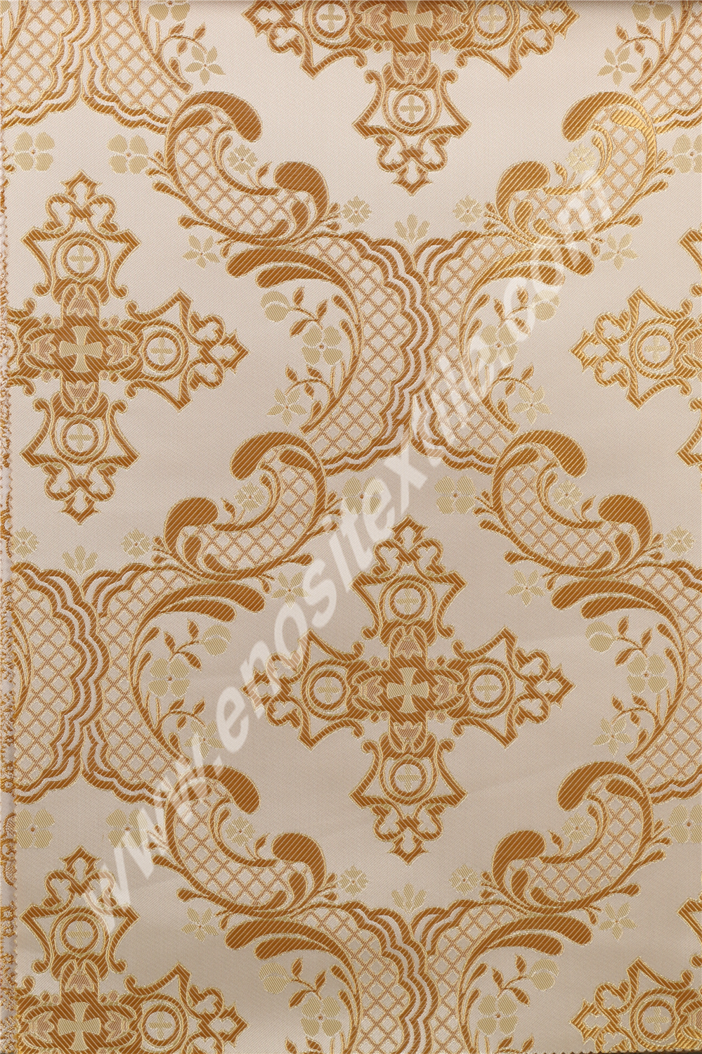 KL-016 White-Light Gold Brocade Fabrics